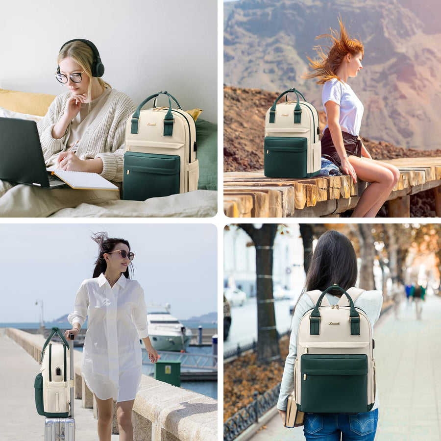 Laptop Backpack for Women Men 15.6 Inch Laptop Bag with USB Port Fashion Waterproof Backpacks Teacher Nurse Stylish Travel Bags Vintage Daypacks Bookbag for College School Work