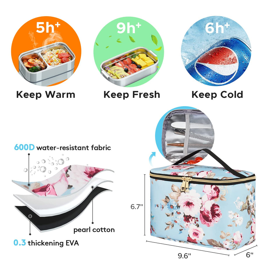 Kaome Lunch Backpack 15.6 Inch Laptop Backpack for Women with USB Port Nurse Gift Teacher Work Backpack Cooler Insulated Lunch Bag Waterproof Daypacks for Work Picnic Travel Anti-theft
