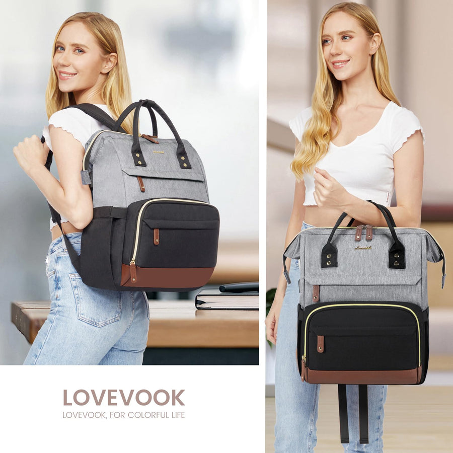 Laptop Backpack for Women, 15.6 Inch Work Business Backpacks Purse with USB Port, Large Capacity Nurse Bag College Bookbag for School, Waterproof Casual Daypack for Travel