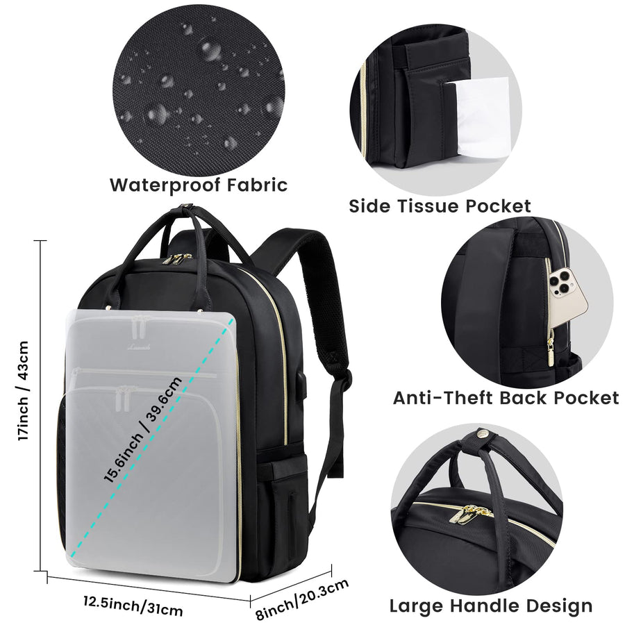 15.6 Inch Laptop Backpack for Women,Fashion Work Travel Backpack,Waterproof Day Pack Purse for Teacher Nurse Dark Green
