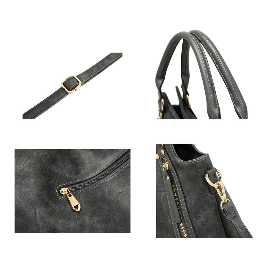 Women Tote Bag Handbags PU Leather Fashion Hobo Shoulder Bags with Adjustable Shoulder Strap