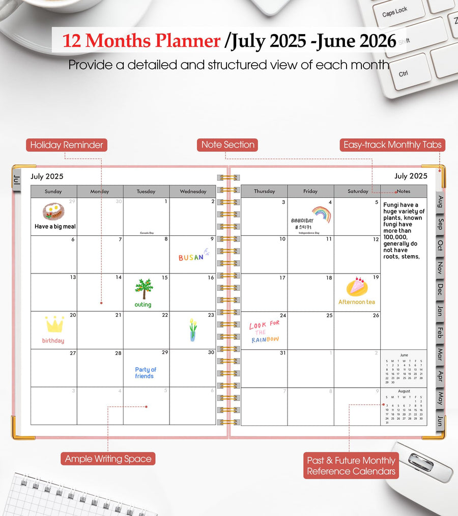 Academic Planner 2025-2026, Weekly and Monthly Calendar Planner from July 2025 - June 2026, 8.5