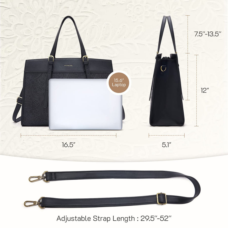 Laptop Tote Bag for Women 15.6 Inch Leather Work Bags Teacher Computer Purse Briefcase Handbag for Office, Travel