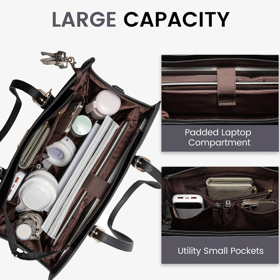 Vegan Leather Laptop Tote Bag