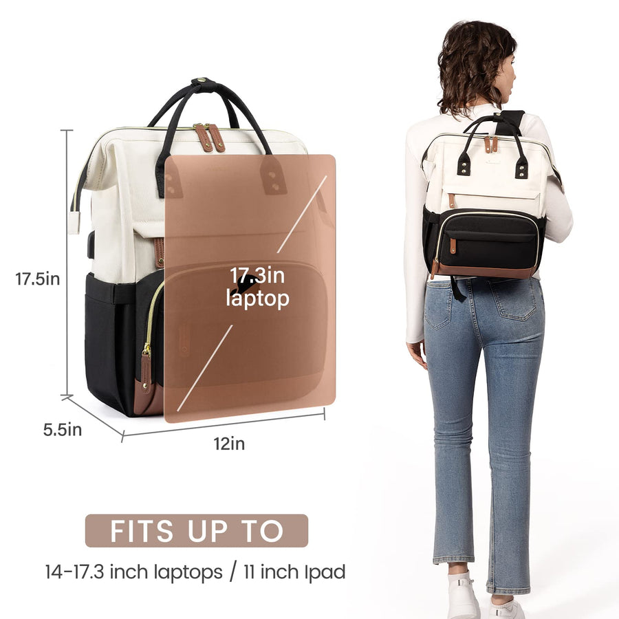 Laptop Backpack for Women, 15.6 Inch Work Business Backpacks Purse with USB Port, Large Capacity Nurse Bag College Bookbag for School, Waterproof Casual Daypack for Travel