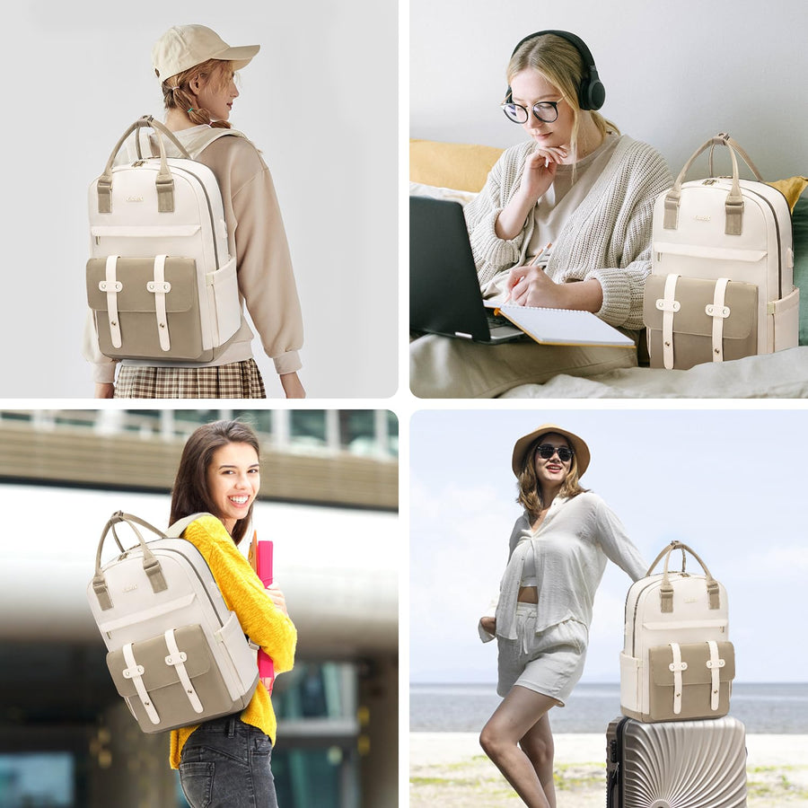 Laptop Backpack for Women Men 15.6 Inch Laptop Bag with USB Port Fashion Waterproof Backpacks Teacher Nurse Stylish Travel Bags Vintage Daypacks Bookbag for College School Work