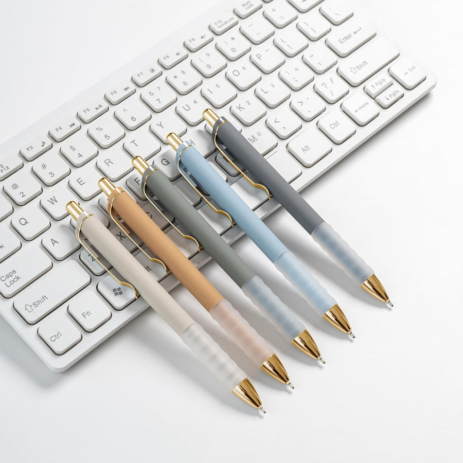Ballpoint Pens Black Medium Point 1mm Pen with Super Soft Grip Ball Point Pen for Men Women Retractable Pens (gold-12 pcs)