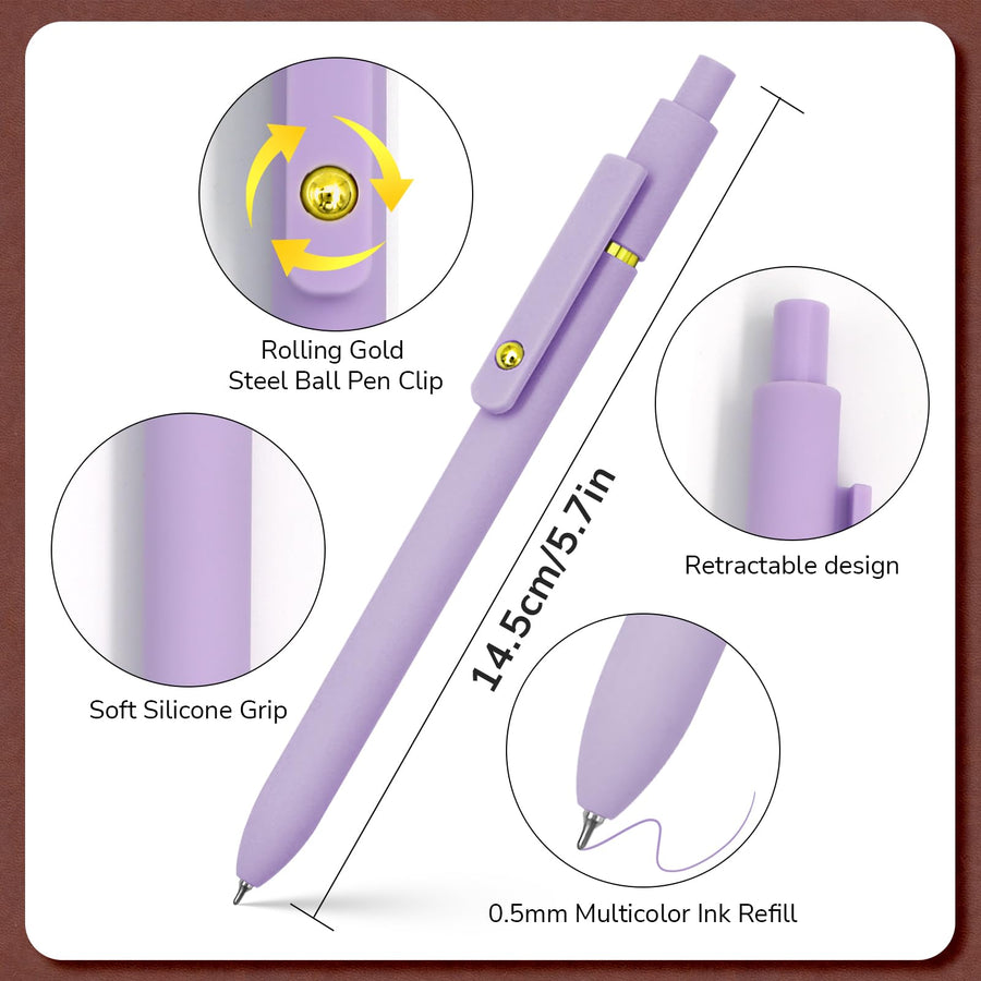 Colorful Pens, 6 Pcs Colored Pens Fine Point Smooth Writing Pen, 0.5mm Colored Ink Gel Pen for Journaling Note Taking Writing, Office School Supplies Gifts for Women (6 Pcs Gold Vintage)