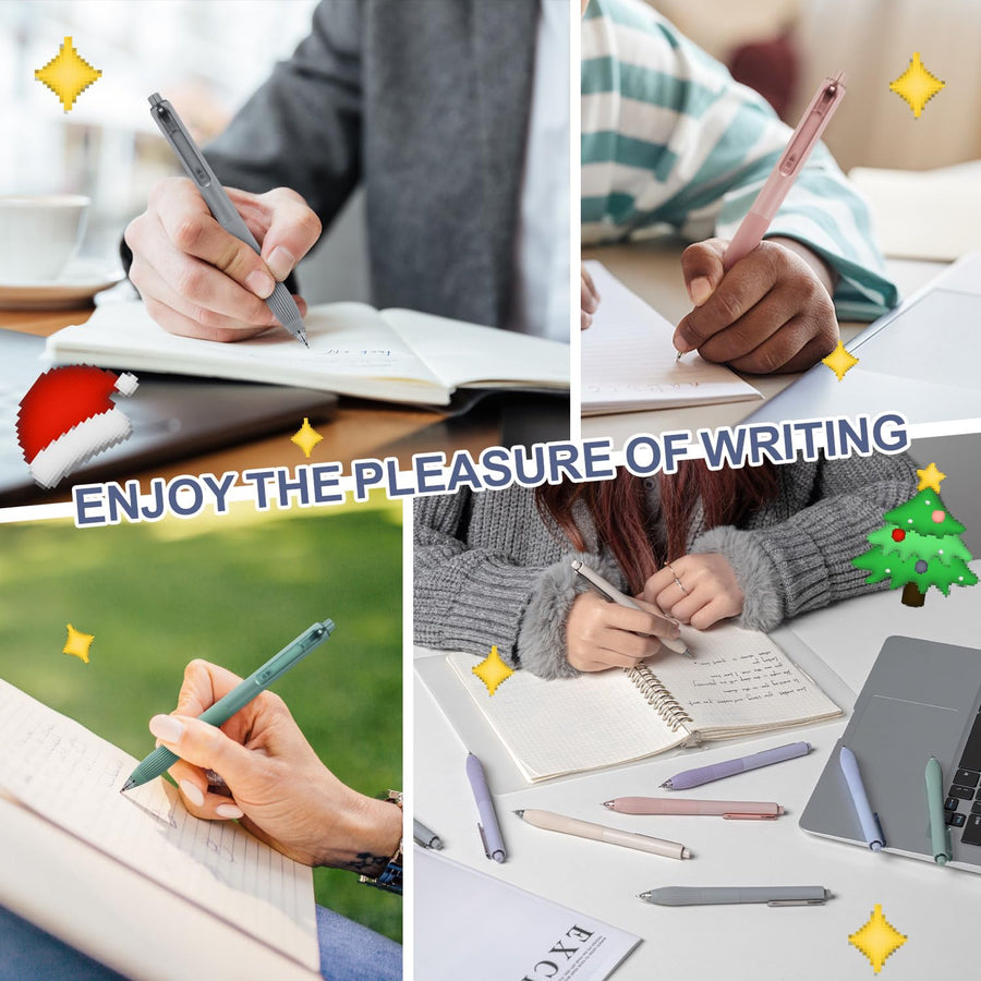 Gel Pens Black Ink Pens for Office 0.5mm Fine Point Pens Smooth Writing Retractable Work Pen (12-count)