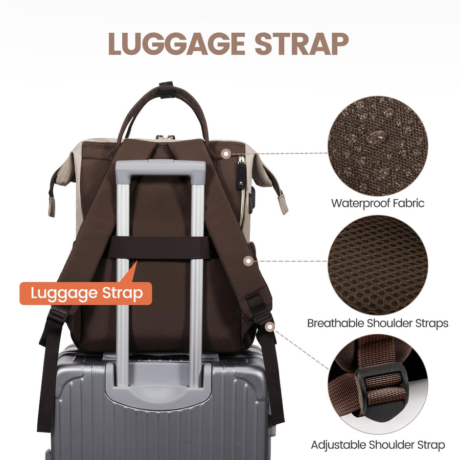 Laptop Backpack for Women, 15.6 Inch Work Business Backpacks Purse with USB Port, Large Capacity Nurse Bag College Bookbag for School, Waterproof Casual Daypack for Travel