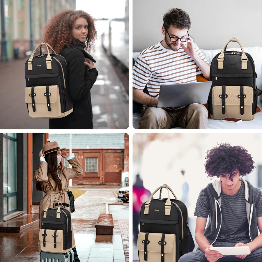Laptop Backpack for Women Men 15.6 Inch Laptop Bag with USB Port Fashion Waterproof Backpacks Teacher Nurse Stylish Travel Bags Vintage Daypacks Bookbag for College School Work