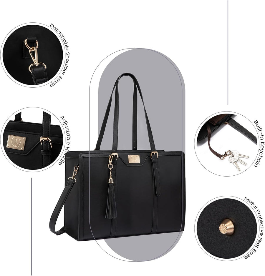 Vegan Leather Laptop Tote Bag