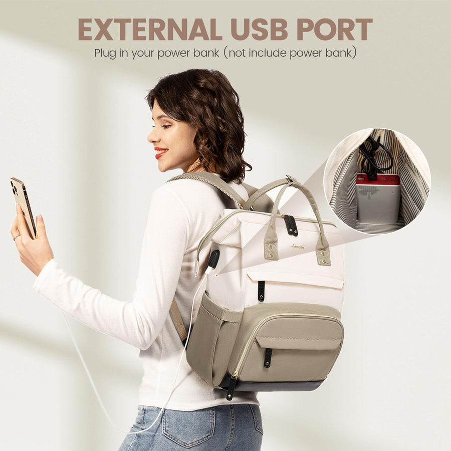 Laptop Backpack for Women, 15.6 Inch Work Business Backpacks Purse with USB Port, Large Capacity Nurse Bag College Bookbag for School, Waterproof Casual Daypack for Travel