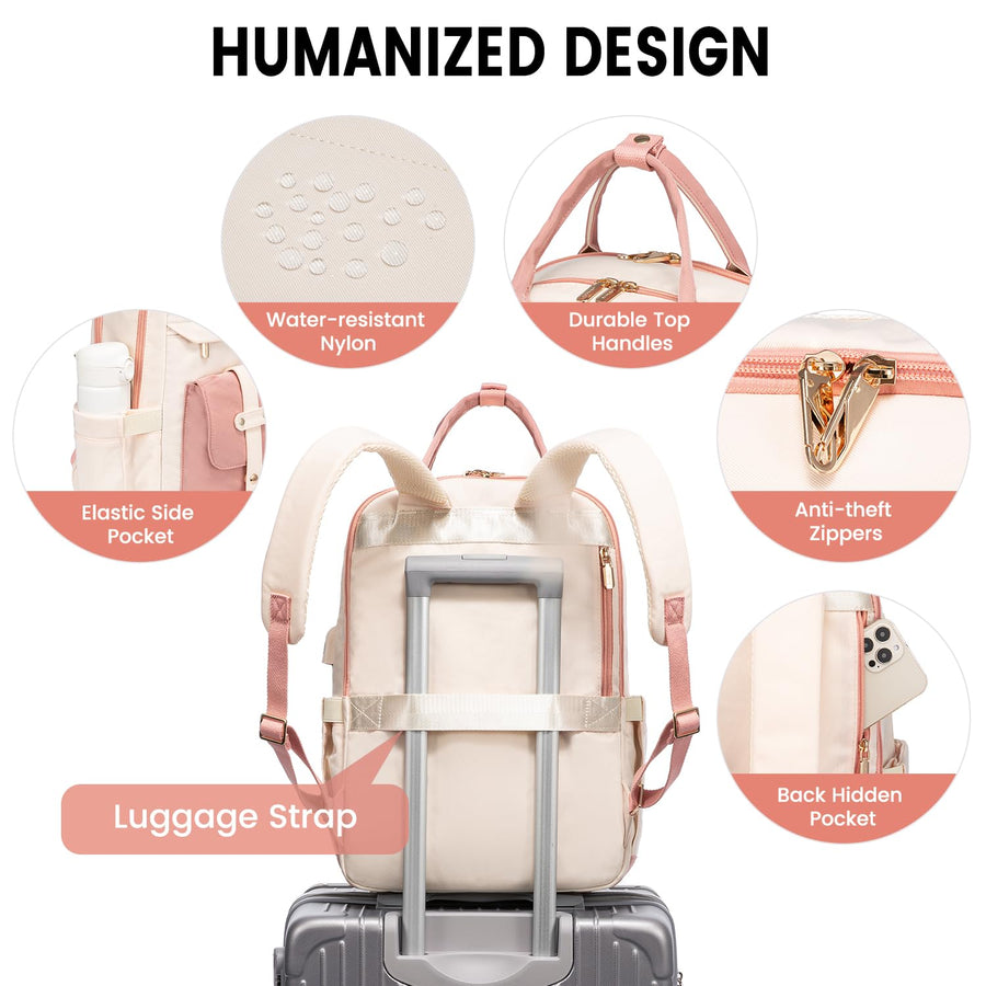 Laptop Backpack for Women Men 15.6 Inch Laptop Bag with USB Port Fashion Waterproof Backpacks Teacher Nurse Stylish Travel Bags Vintage Daypacks Bookbag for College School Work