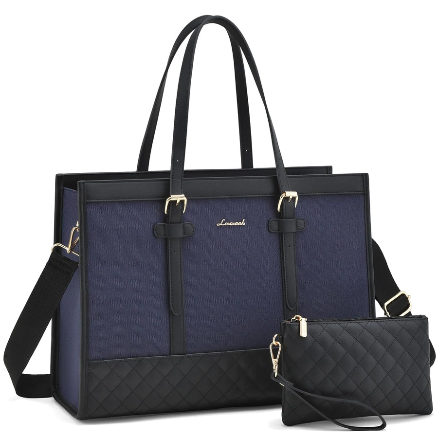 Laptop Bag for Women 15.6 inch Canvas Laptop Tote Bag, Large Capacity Work Bag with Clutch Purse, Computer Bag Office Business Briefcase, Casual Handbag for Travel College Teacher School