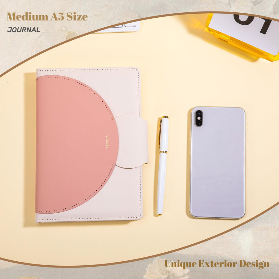 CAGIE Lined Journal for Women, 100GSM Leather Journals for Writing with Buckle Closure,A5 Hardcover Diary Journaling Notebooks for Business Work School Note Taking 5.9