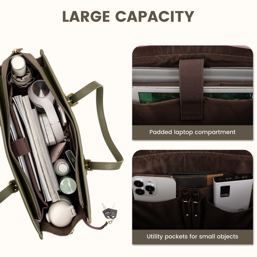 Laptop Bag for Women 15.6 inch Canvas Laptop Tote Bag, Large Capacity Work Bag with Clutch Purse, Computer Bag Office Business Briefcase, Casual Handbag for Travel College Teacher School