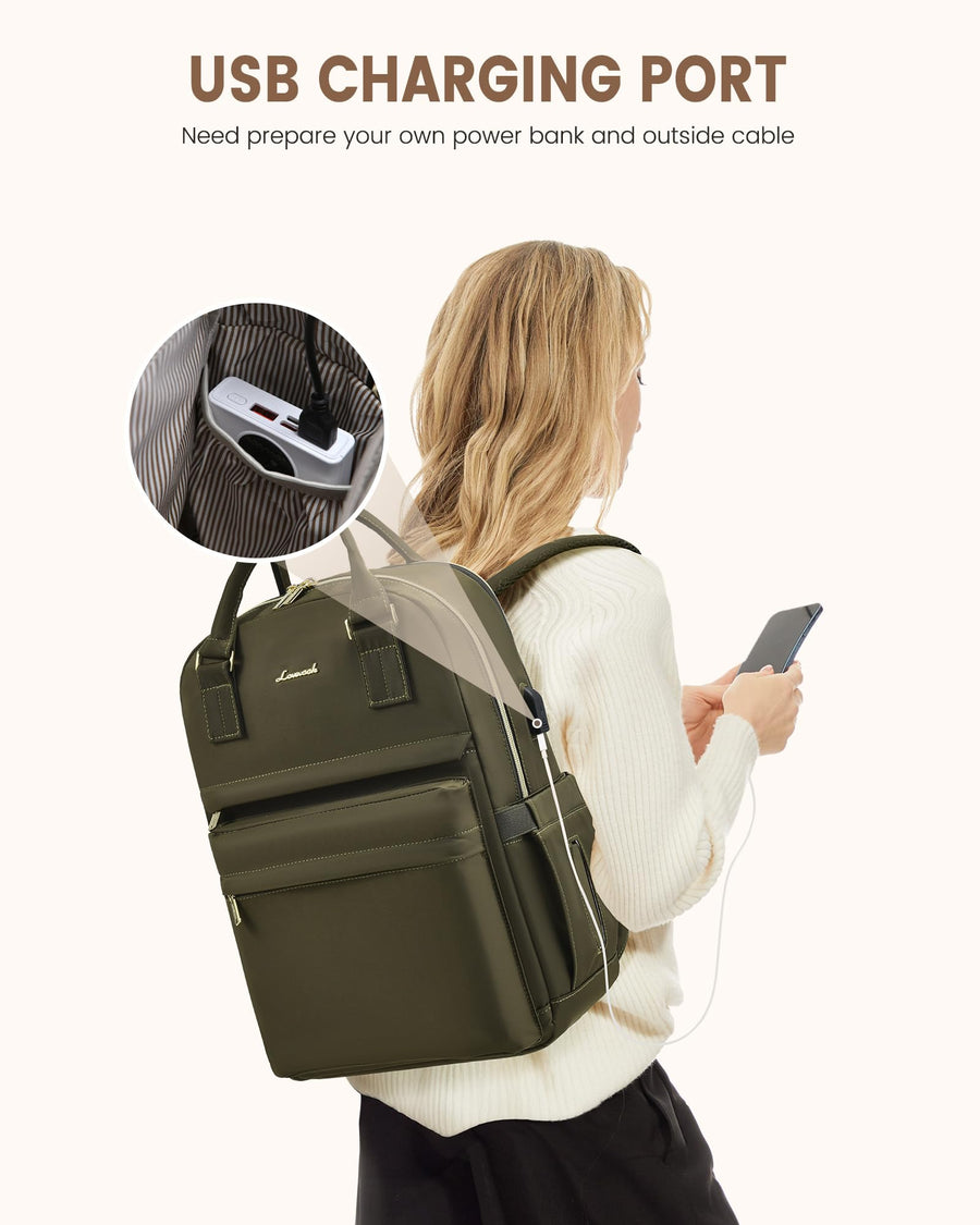 Laptop Backpack for Women Men 15.6 Inch Laptop Bag with USB Port Fashion Waterproof Backpacks Teacher Nurse Stylish Travel Bags Vintage Daypacks Bookbag for College School Work