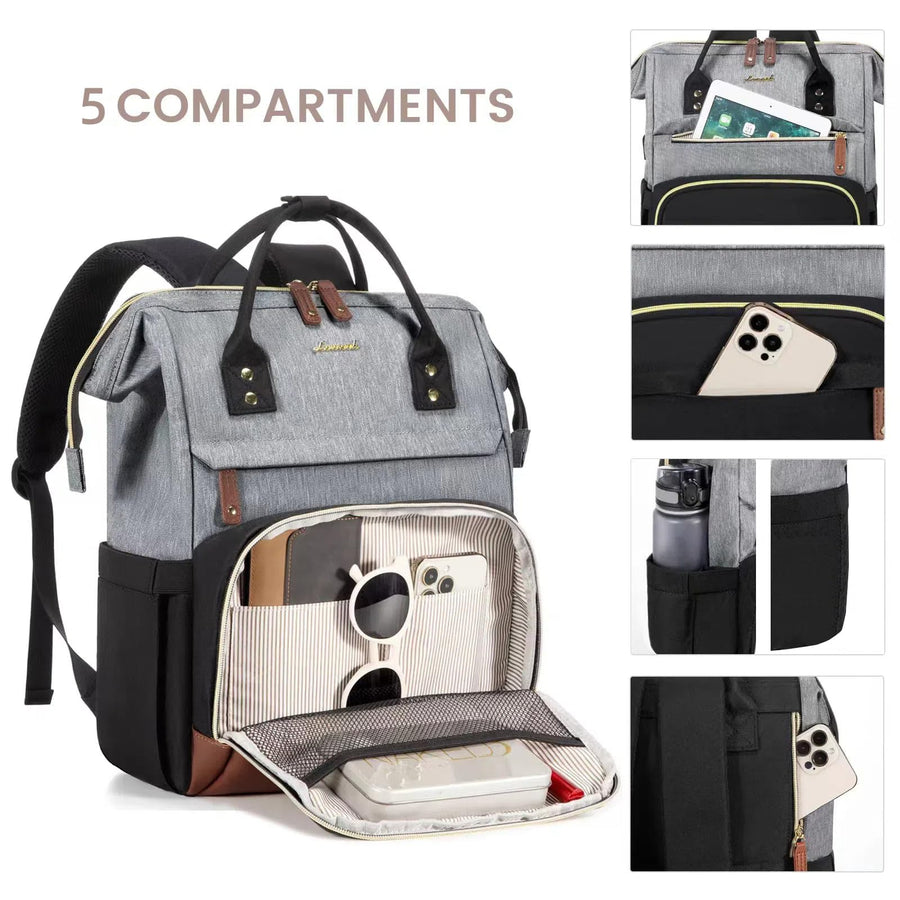 Laptop Backpack for Women, 15.6 Inch Work Business Backpacks Purse with USB Port, Large Capacity Nurse Bag College Bookbag for School, Waterproof Casual Daypack for Travel