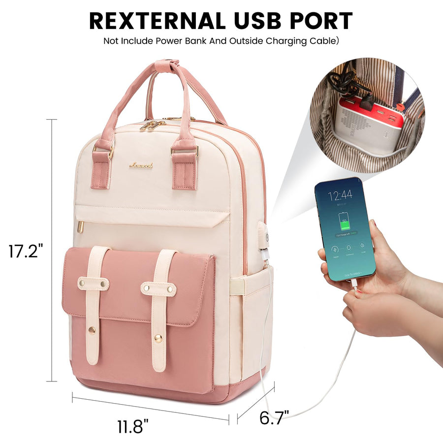Laptop Backpack for Women Men 15.6 Inch Laptop Bag with USB Port Fashion Waterproof Backpacks Teacher Nurse Stylish Travel Bags Vintage Daypacks Bookbag for College School Work