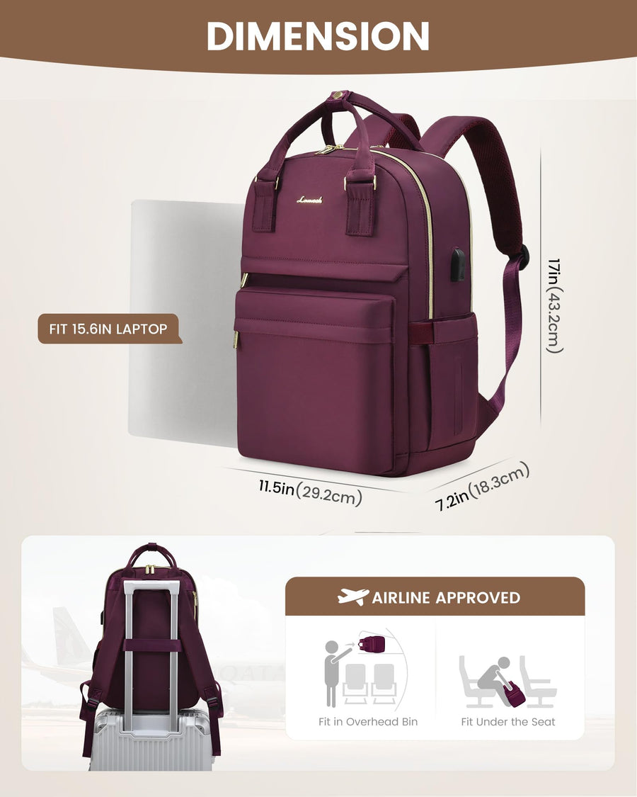 Laptop Backpack for Women Men 15.6 Inch Laptop Bag with USB Port Fashion Waterproof Backpacks Teacher Nurse Stylish Travel Bags Vintage Daypacks Bookbag for College School Work