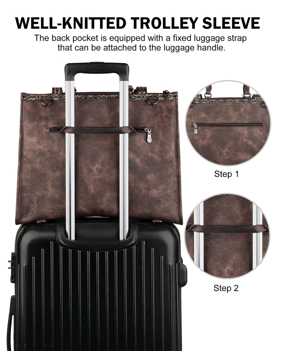 FADEON Laptop Bag for Women Designer PU Leather Large Tote Bags Packpack Purses with 15.6 Laptop Compartment Shoulder Handbag