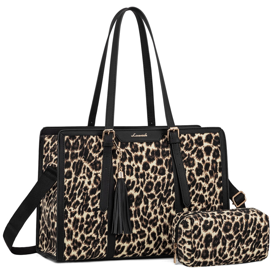 15.6-inch Canvas Laptop Tote with Clutch for Women - Lightweight, Large Capacity for Work, Travel, School