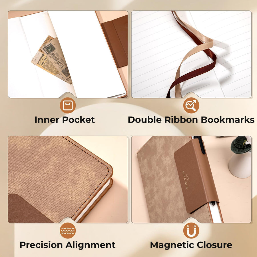 Lined Leather Journal for Men 320 Pages B5 Large Journaling Notebooks with 100 GSM Thick Paper Journals for Writing Notebook for Men & Women with Buckle Closure Work Travel Note Taking Diary, 7.28