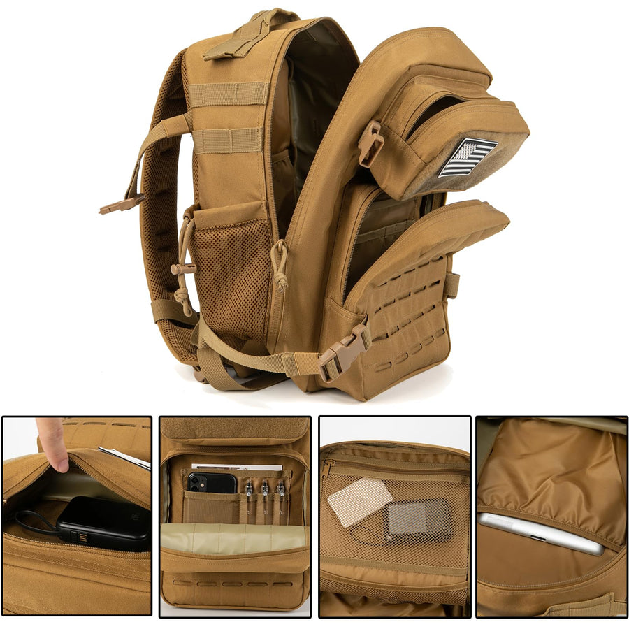 QT&QY 25L/35L/45L Military Tactical Backpack For Men Molle Daypack 3 Day Bug Out Bag Hiking Rucksack With Bottle Holder