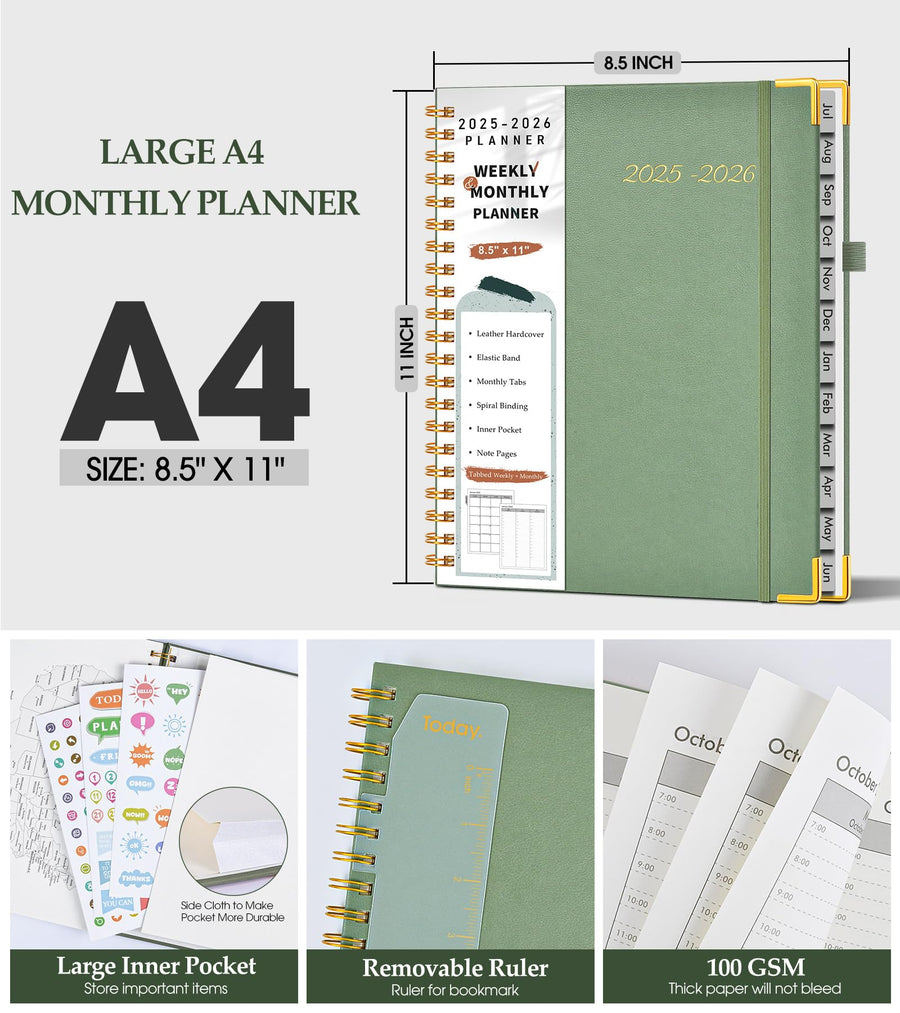 Academic Planner 2025-2026, Weekly and Monthly Calendar Planner from July 2025 - June 2026, 8.5