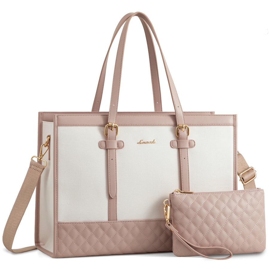 Laptop Bag for Women 15.6 inch Canvas Laptop Tote Bag, Large Capacity Work Bag with Clutch Purse, Computer Bag Office Business Briefcase, Casual Handbag for Travel College Teacher School