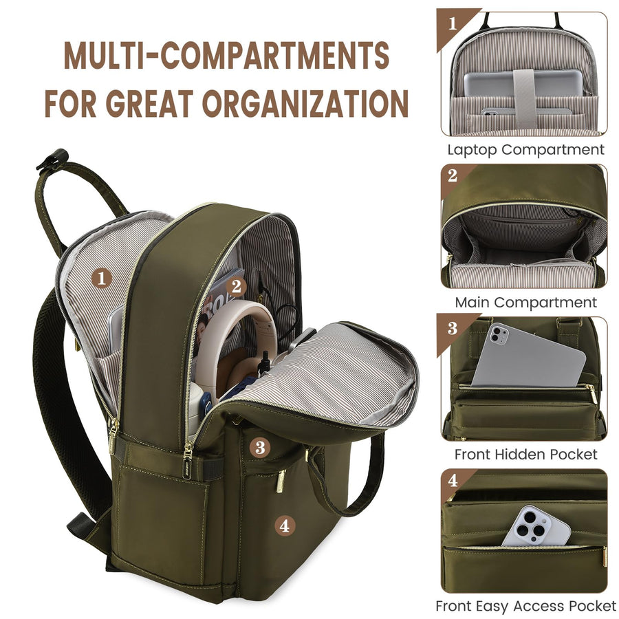 Laptop Backpack for Women Men 15.6 Inch Laptop Bag with USB Port Fashion Waterproof Backpacks Teacher Nurse Stylish Travel Bags Vintage Daypacks Bookbag for College School Work