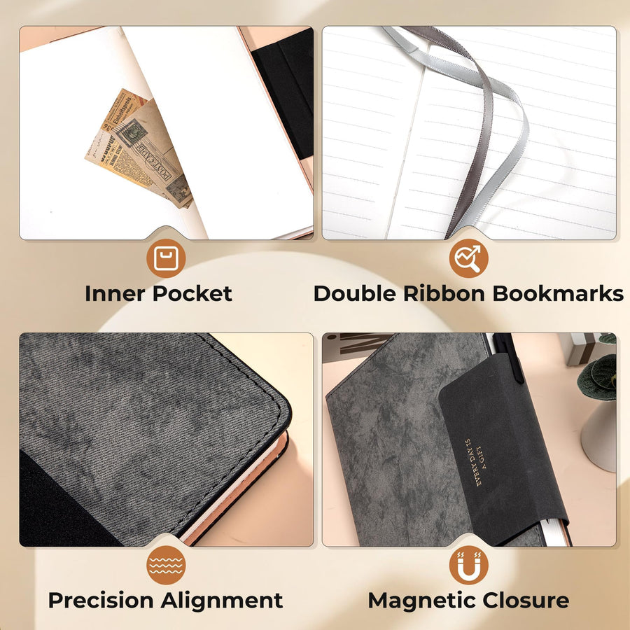 Lined Leather Journal for Men 320 Pages B5 Large Journaling Notebooks with 100 GSM Thick Paper Journals for Writing Notebook for Men & Women with Buckle Closure Work Travel Note Taking Diary, 7.28