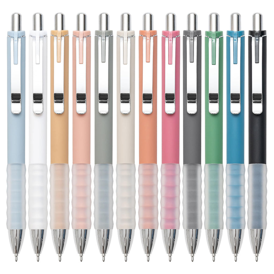 Ballpoint Pens Black Medium Point 1mm Pen with Super Soft Grip Ball Point Pen for Men Women Retractable Pens (gold-12 pcs)