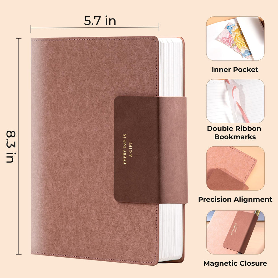 Lined Leather Journal for Men 320 Pages B5 Large Journaling Notebooks with 100 GSM Thick Paper Journals for Writing Notebook for Men & Women with Buckle Closure Work Travel Note Taking Diary, 7.28