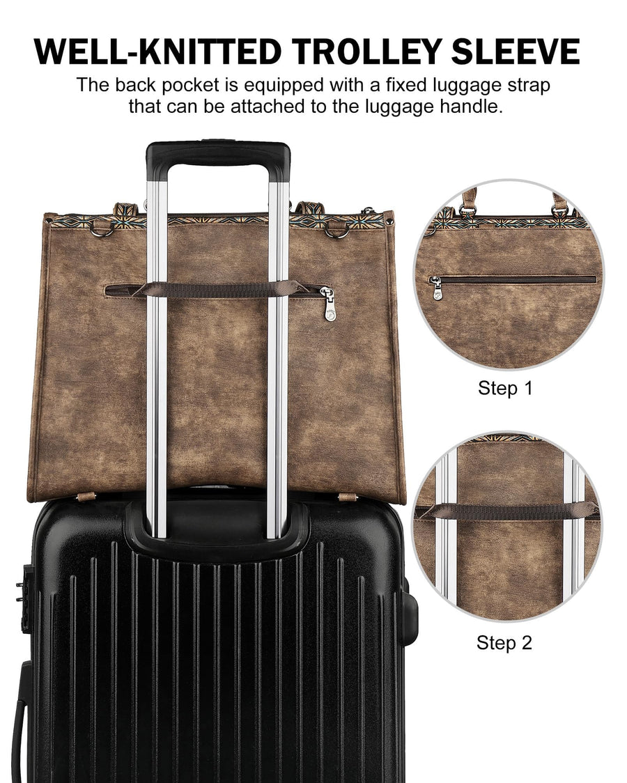 FADEON Laptop Bag for Women Designer PU Leather Large Tote Bags Packpack Purses with 15.6 Laptop Compartment Shoulder Handbag