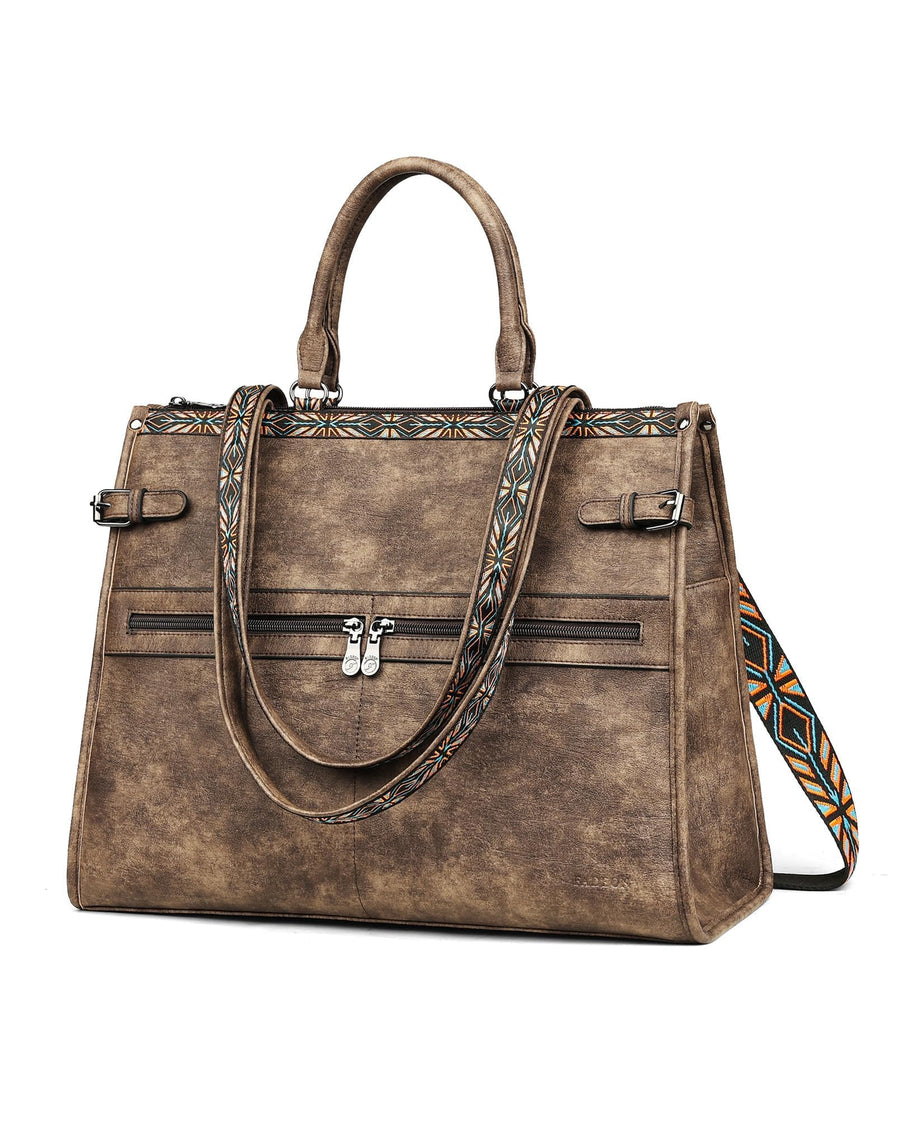 FADEON Laptop Bag for Women Designer PU Leather Large Tote Bags Packpack Purses with 15.6 Laptop Compartment Shoulder Handbag