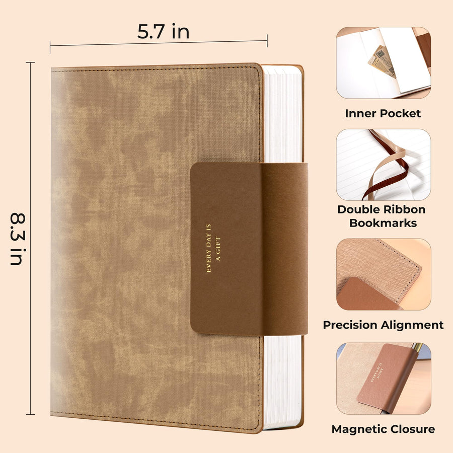 Lined Leather Journal for Men 320 Pages B5 Large Journaling Notebooks with 100 GSM Thick Paper Journals for Writing Notebook for Men & Women with Buckle Closure Work Travel Note Taking Diary, 7.28