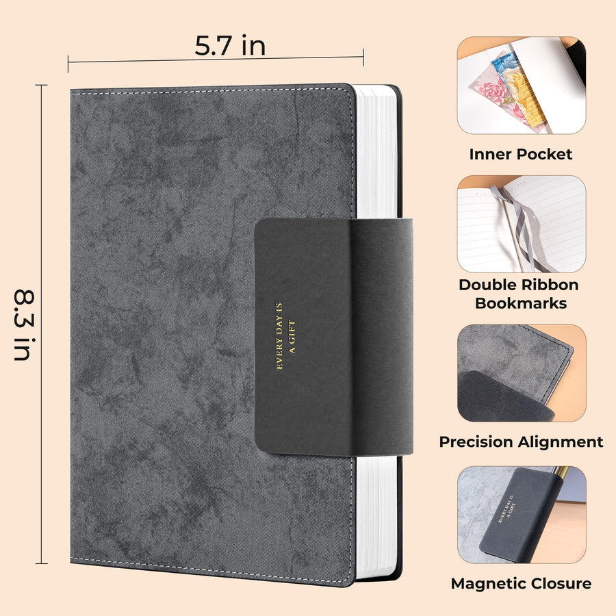 Lined Leather Journal for Men 320 Pages B5 Large Journaling Notebooks with 100 GSM Thick Paper Journals for Writing Notebook for Men & Women with Buckle Closure Work Travel Note Taking Diary, 7.28
