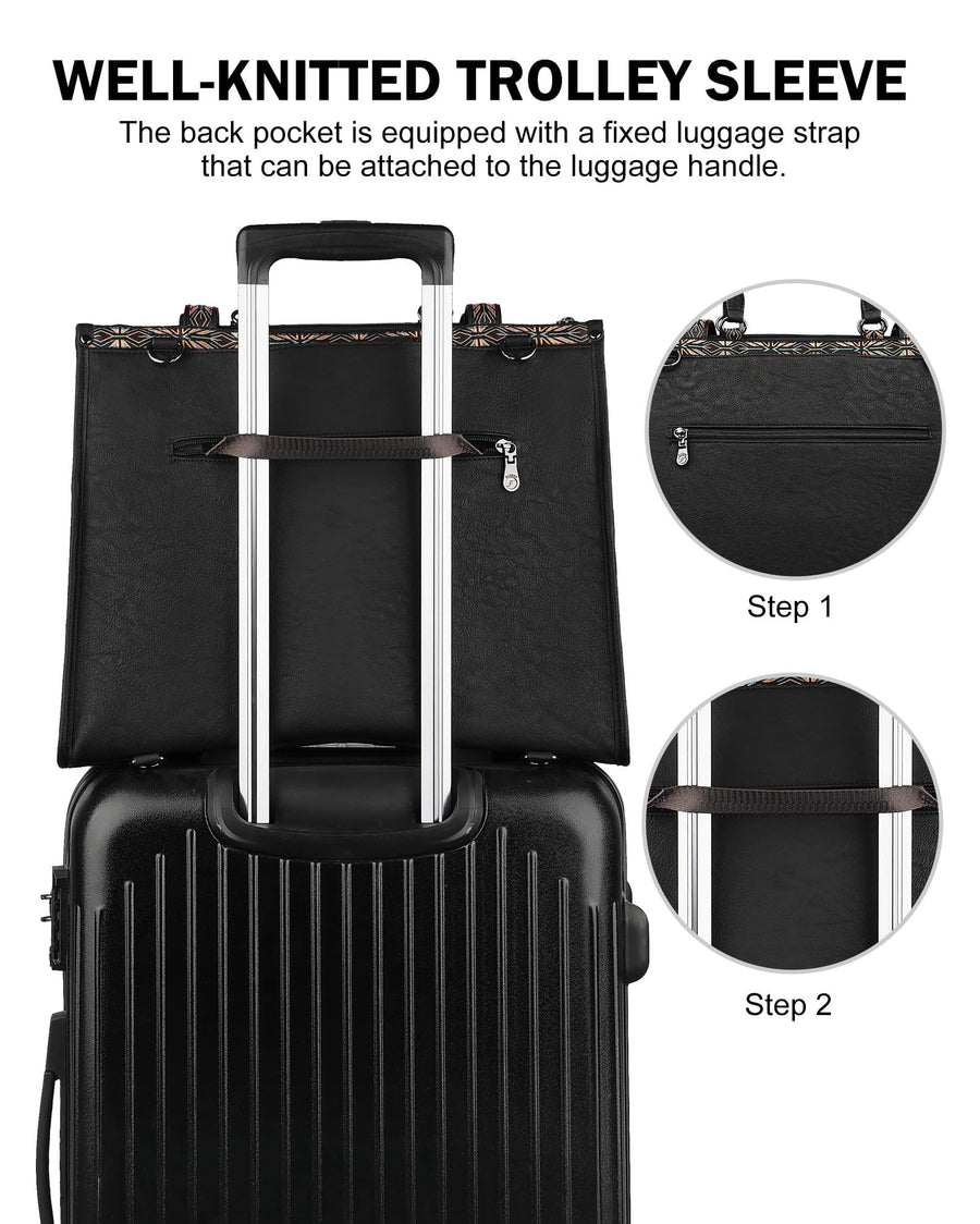 FADEON Laptop Bag for Women Designer PU Leather Large Tote Bags Packpack Purses with 15.6 Laptop Compartment Shoulder Handbag