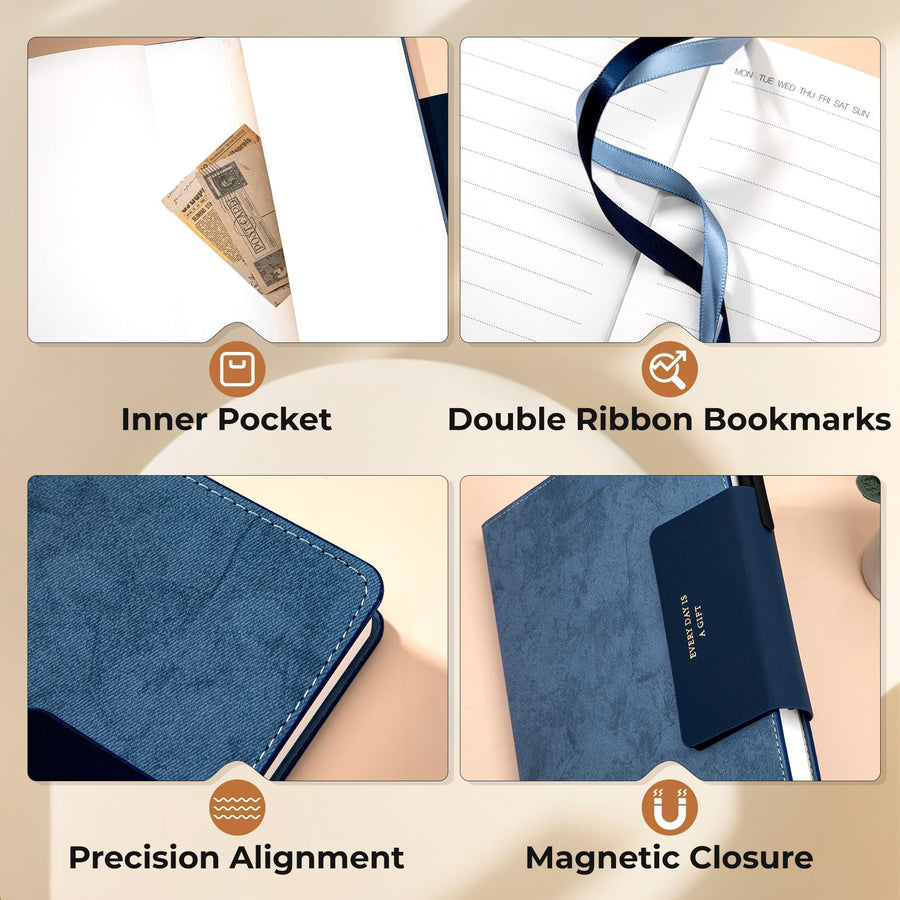 Lined Leather Journal for Men 320 Pages B5 Large Journaling Notebooks with 100 GSM Thick Paper Journals for Writing Notebook for Men & Women with Buckle Closure Work Travel Note Taking Diary, 7.28