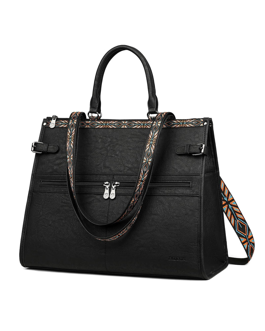 FADEON Laptop Bag for Women Designer PU Leather Large Tote Bags Packpack Purses with 15.6 Laptop Compartment Shoulder Handbag