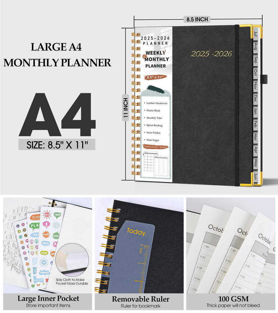 Academic Planner 2025-2026, Weekly and Monthly Calendar Planner from July 2025 - June 2026, 8.5