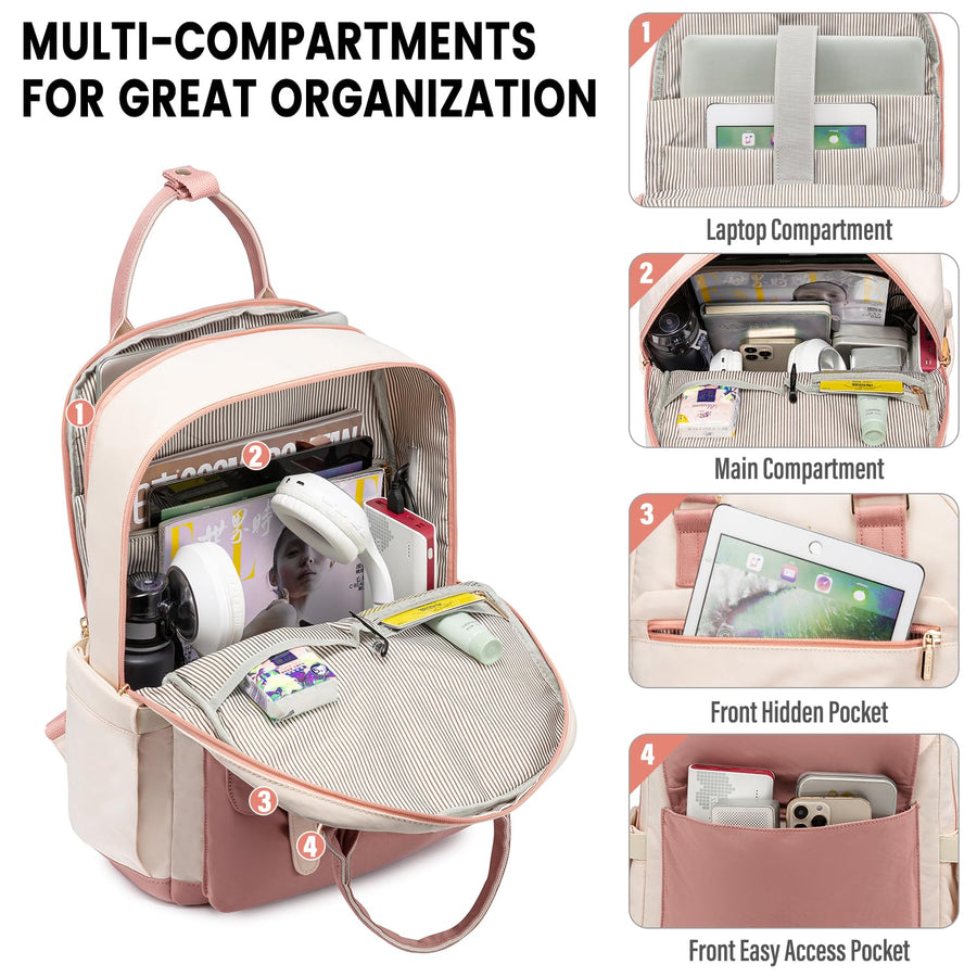 Laptop Backpack for Women Men 15.6 Inch Laptop Bag with USB Port Fashion Waterproof Backpacks Teacher Nurse Stylish Travel Bags Vintage Daypacks Bookbag for College School Work