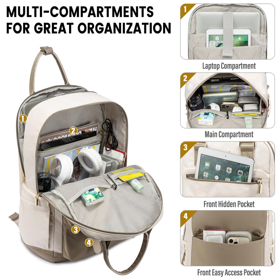 Laptop Backpack for Women Men 15.6 Inch Laptop Bag with USB Port Fashion Waterproof Backpacks Teacher Nurse Stylish Travel Bags Vintage Daypacks Bookbag for College School Work