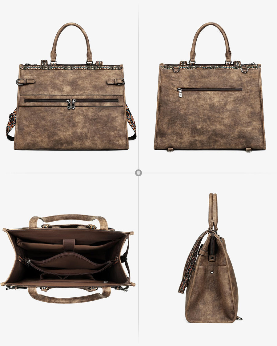 FADEON Laptop Bag for Women Designer PU Leather Large Tote Bags Packpack Purses with 15.6 Laptop Compartment Shoulder Handbag