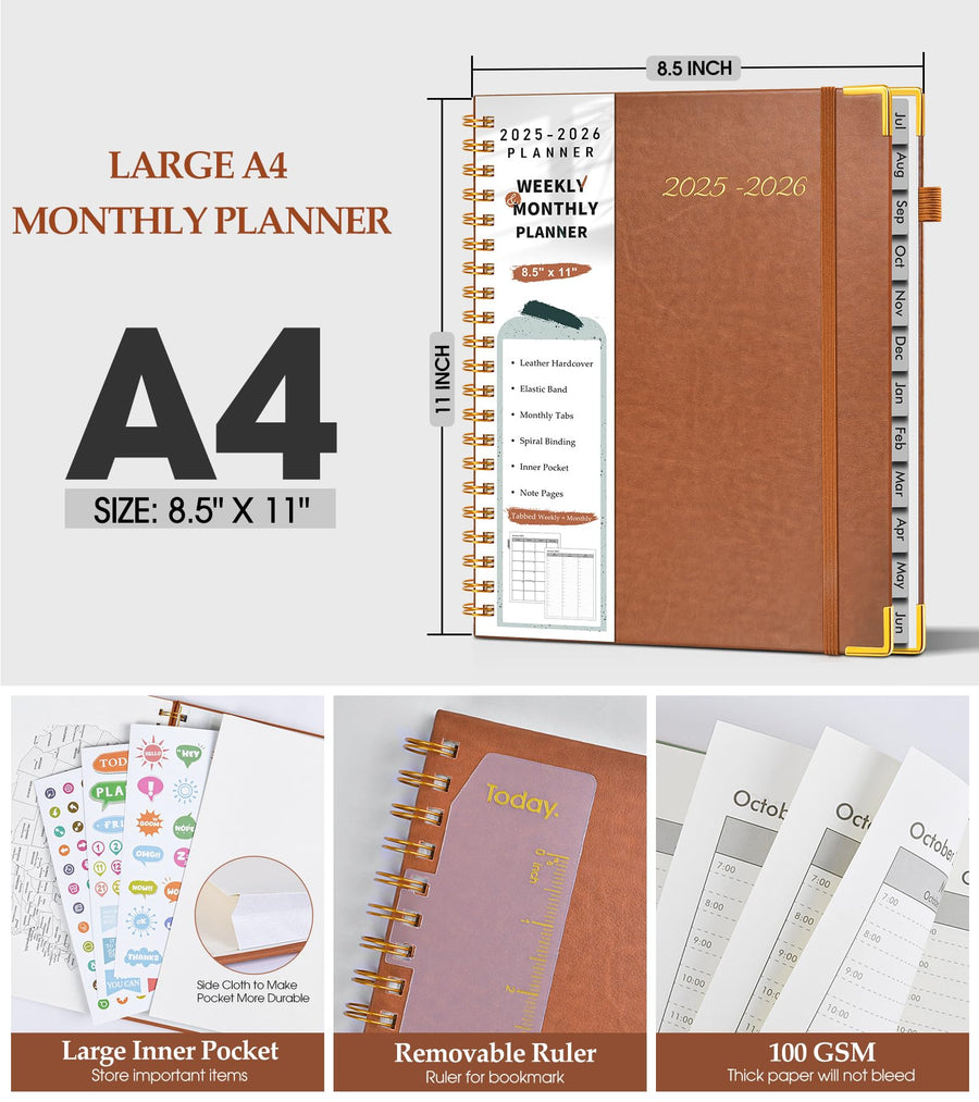 Academic Planner 2025-2026, Weekly and Monthly Calendar Planner from July 2025 - June 2026, 8.5