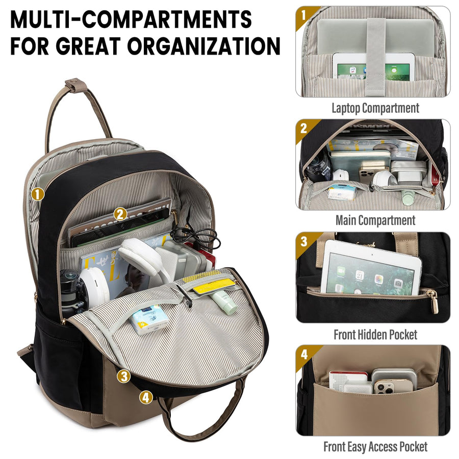 Laptop Backpack for Women Men 15.6 Inch Laptop Bag with USB Port Fashion Waterproof Backpacks Teacher Nurse Stylish Travel Bags Vintage Daypacks Bookbag for College School Work