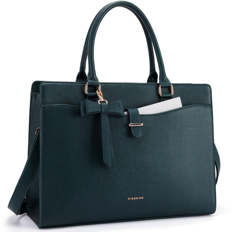 Laptop Tote Bag for Women 15.6 Inch Leather Work Bags Teacher Computer Purse Briefcase Handbag for Office, Travel