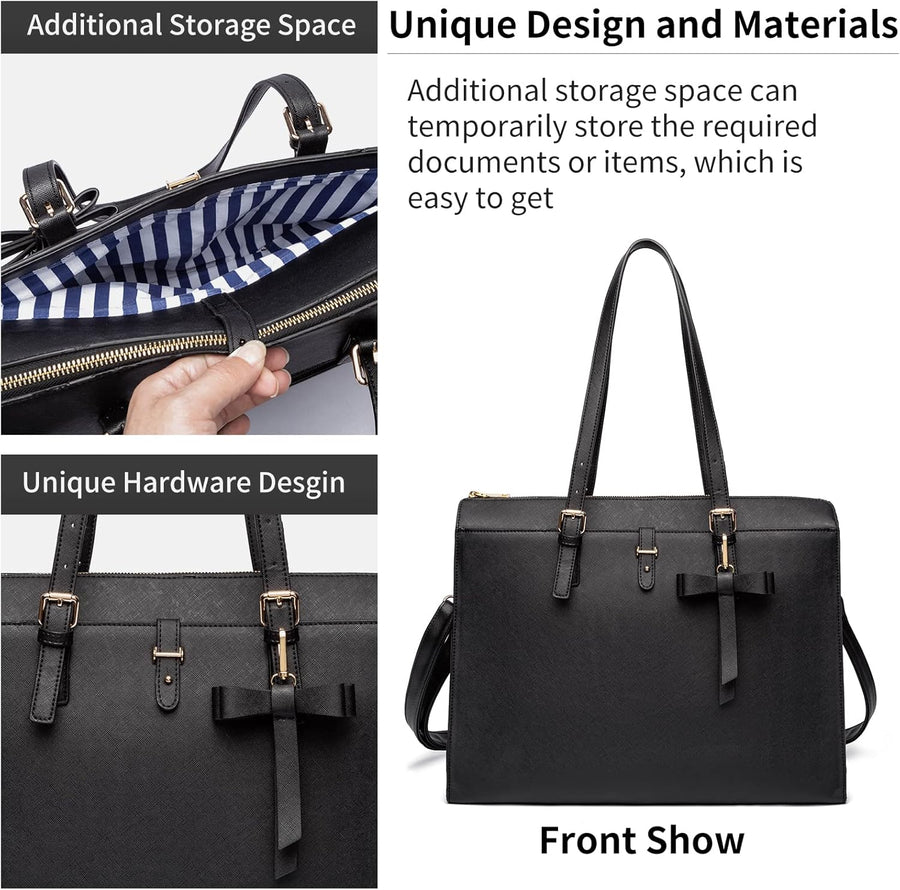 Stylish 4pc Leather Laptop Briefcase